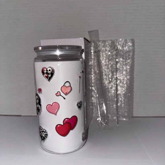 Halloween Wedding Themed 16 Oz Plastic Cup With Love Hearts - Picture 7 of 14